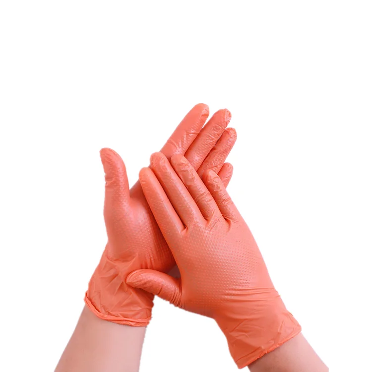 Cheap Price Diamond embossed nitrile gloves anti slip durable machine repair industrial oil proof mixed rubber LaTeX hand gloves