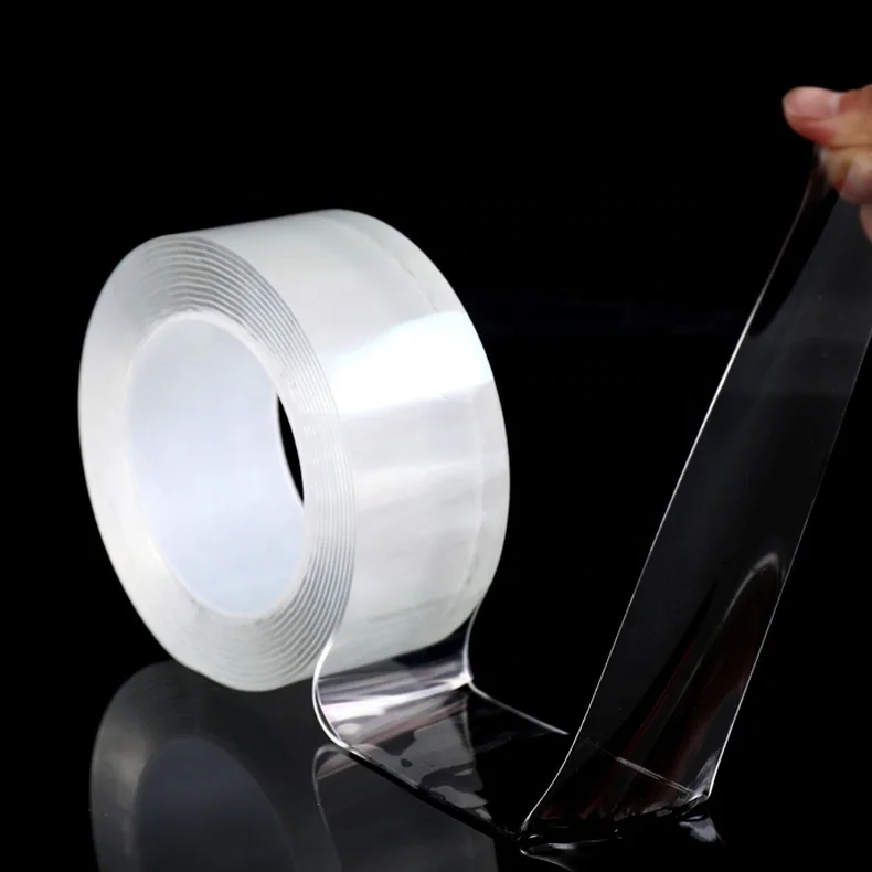 2mm thickness 50mm width 1m length Diy Removable Waterproof Sided Transparent Reusable Adhesive Pu Gel Nano Double Sided Tape