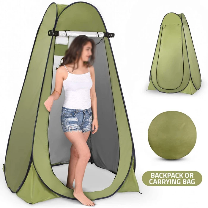 Portable Outdoor Steel Frame Beach Shower Tent Waterproof Pop-Up Dressing Toilet Room for Hiking and Camping