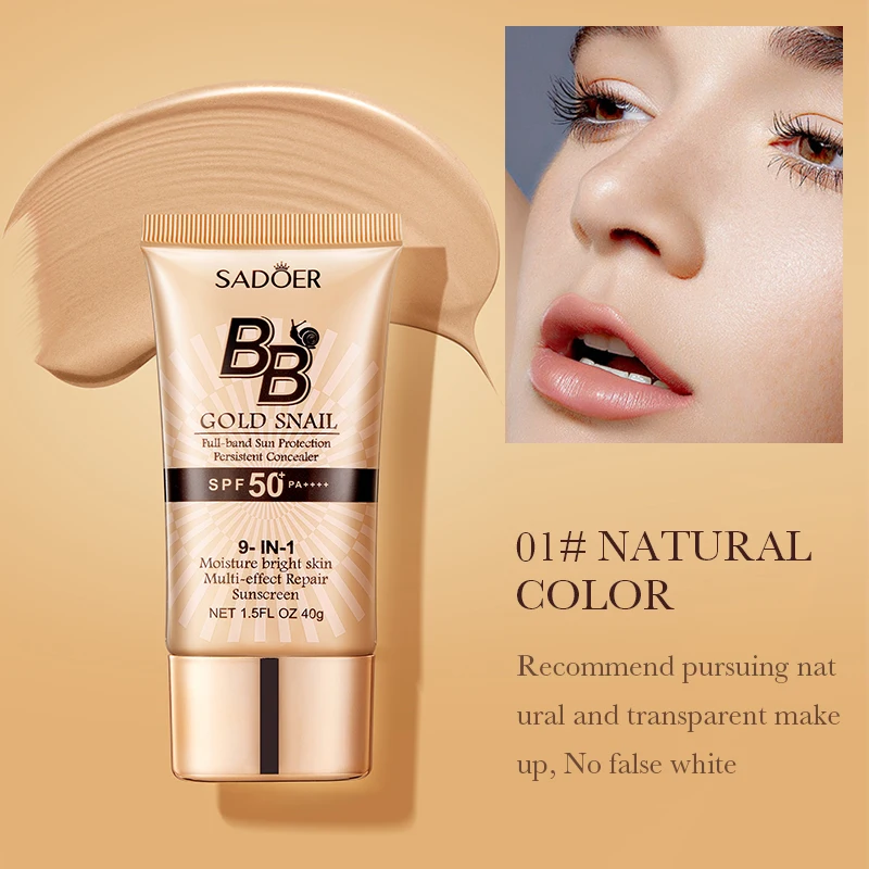 Golden Snail BB Cream Long Lasting Moisturizing Waterproof Sunscreen Sun Lotion Concealer Whitening Makeup Base Sunscreen Cream