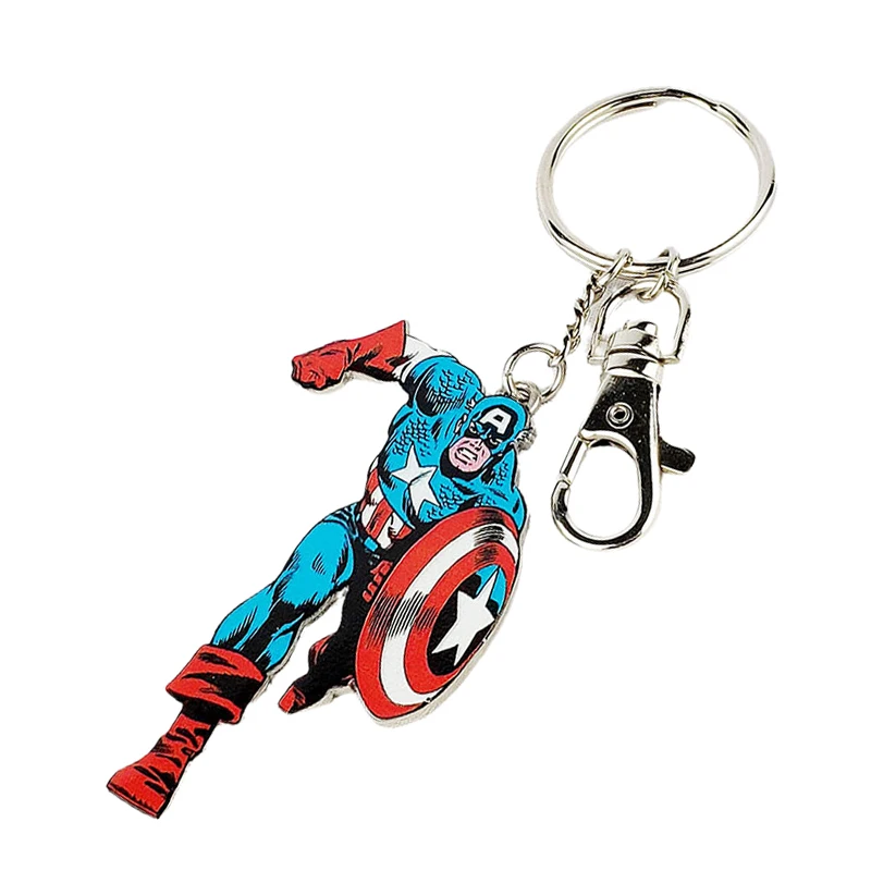 Wholesale Quality Fashion Metal Comic Science Hero Metal Plated Cute Anime Gold 3D Engrave Hard Custom Enamel Captain Keychain