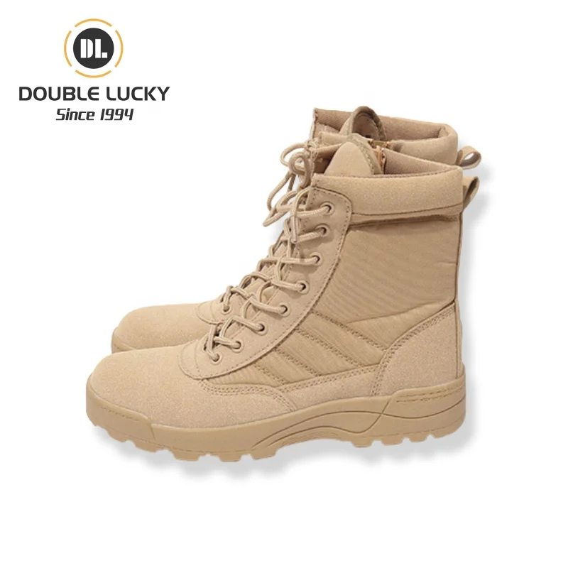 Double Lucky Hiking Anti-Slip Botas Hombre Shoe Factories China Hot Sale Leather Boots Outdoors Deser Tactical Boots