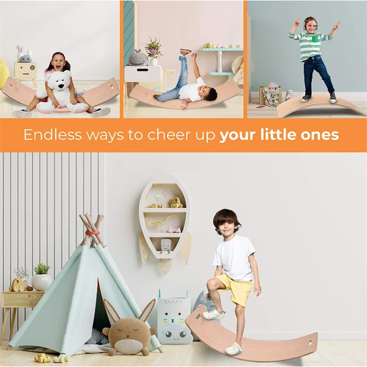 Hot Sale Kids Wooden Balance Board Balance Beam High Quality Wobble Balance Board