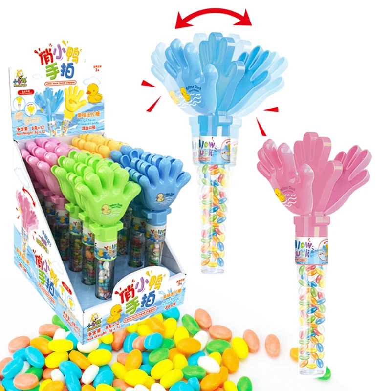 Bright 4 Color Hand Clapper Candy Toy sweet strawberry candy clapping to create fun sounds for wholesalers snack and food stores