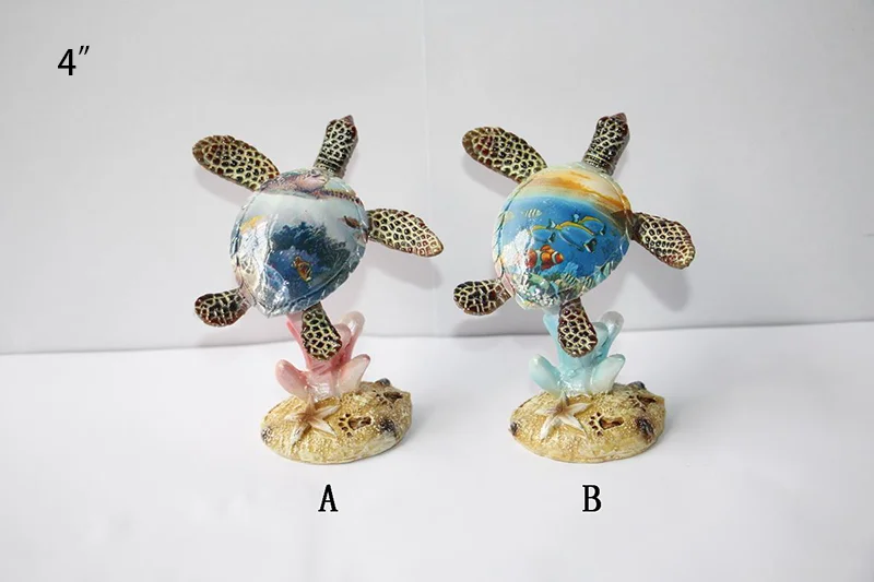 Hot sale sea turtle shape design polyresin figurines with coral and starfish Resin Craft for Home Decoration