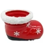 Red Christmas boots shaped Ceramic decoration Christmas flower pot