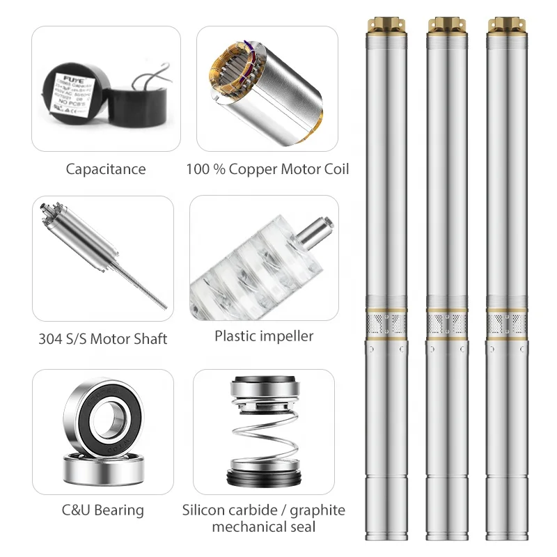 Moonpump 4SDM-6T из нержавеющей стали Электрический 1 5 дюймов 3 фазы 220 В л.с. глубина 200 м