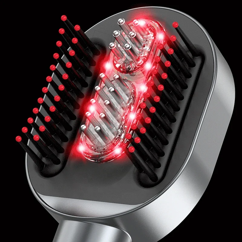 Scalp Massager Brush Electric Head Massage Silicone Comb Red Light Micro Current Head Meridian Massager with Vibration