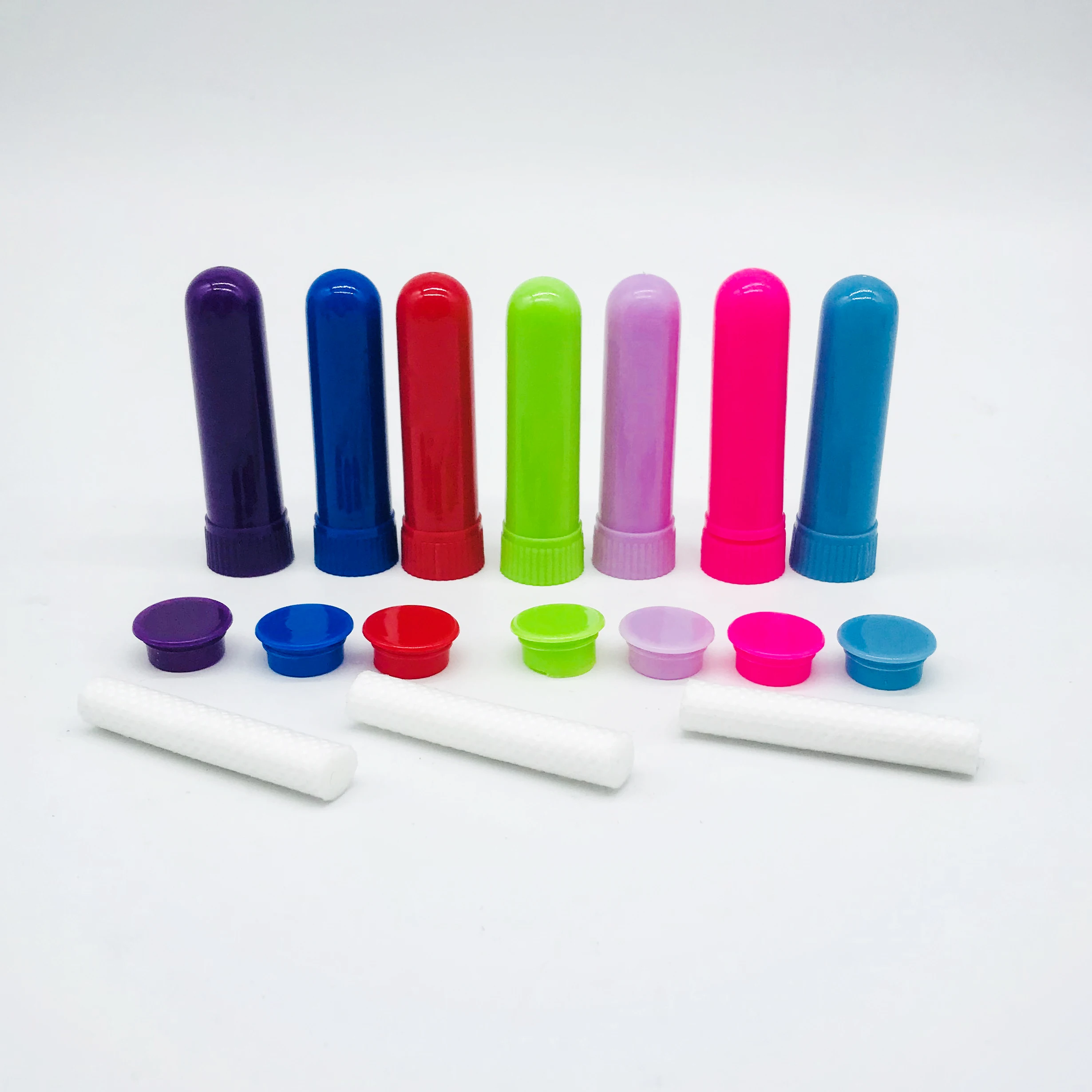 Factory direct sale colorful nasal inhaler sticks essential oil nasal inhaler tube with cotton wicks