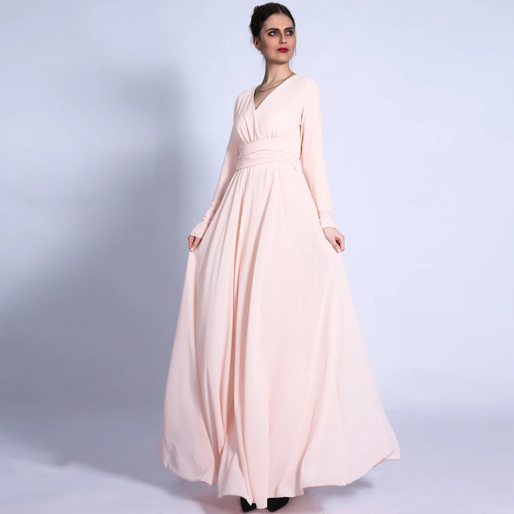 Chiffon islamic clothing best selling monsoon long sleeve maxi dresses women muslim formal party dress for women dubai