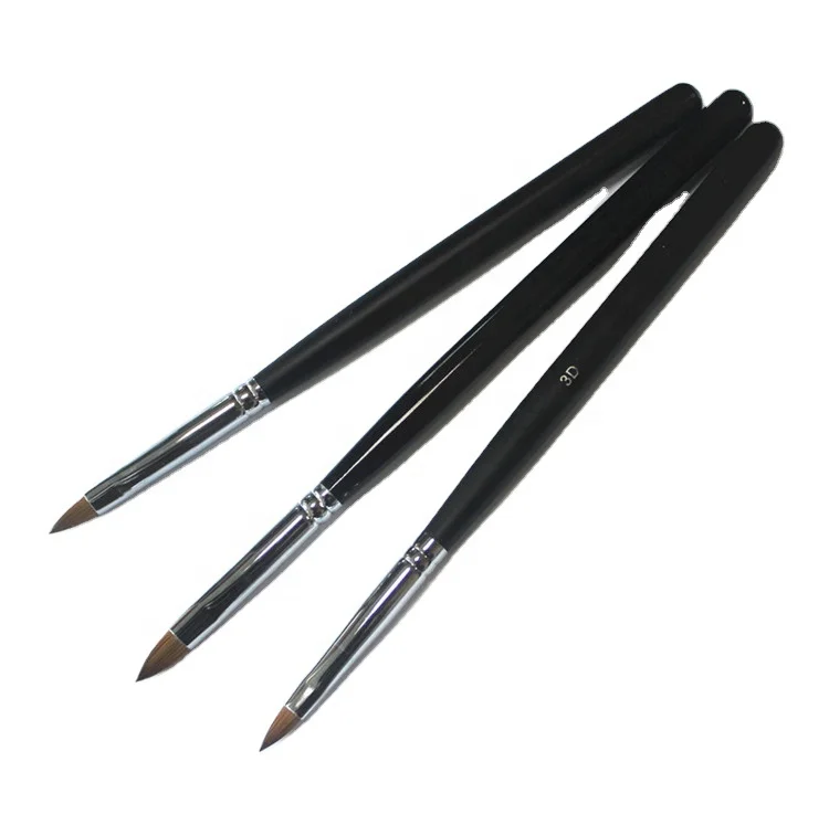 100 Pure Kolinsky Hair 3D Brush Round Nail Oval Brush Acrylic OEM Makeup Logo Finger Color Handle Accept Material Label