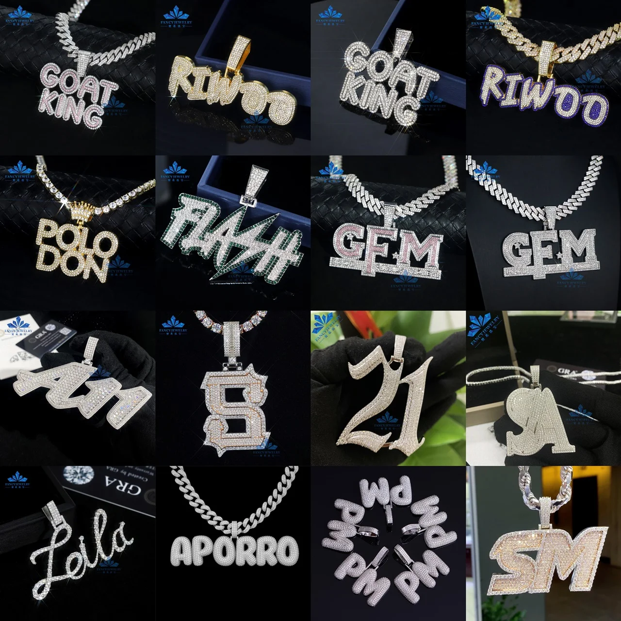 Ювелирные изделия в стиле хип-хоп мужской кулон с кулоном из муассанита на заказ 925 стерлингового серебра VVS бриллиантовый номер именем буква С