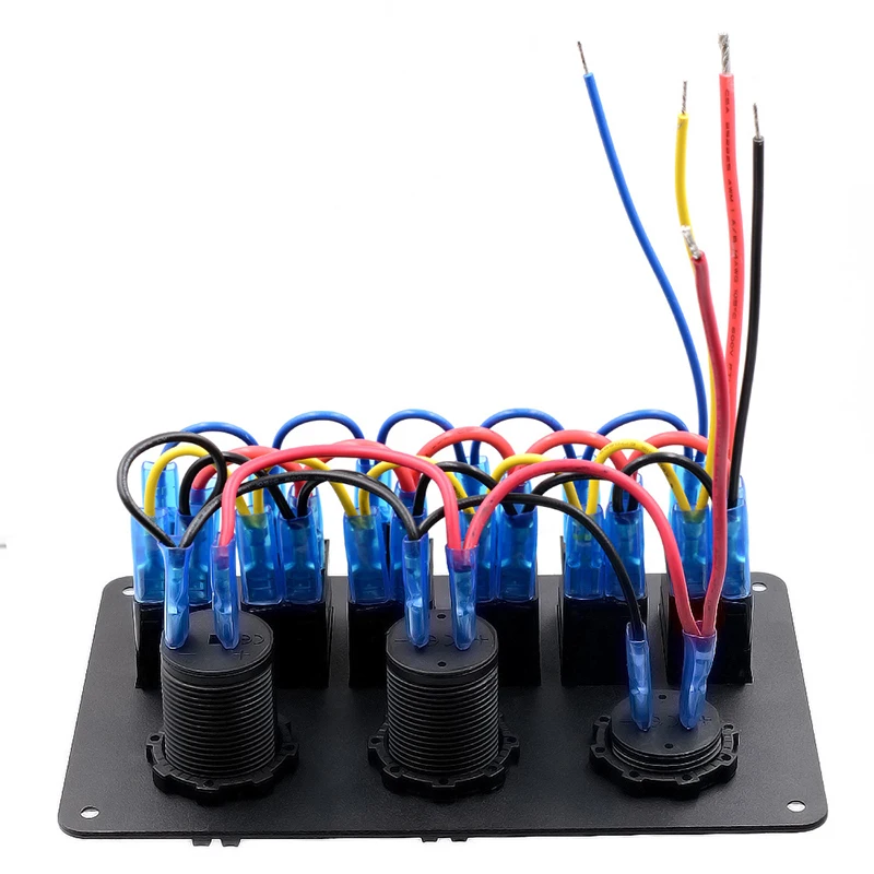 6 Gang Dual USB Waterproof 12V Switches Car Boat LED Rocker Marine Switch Panel