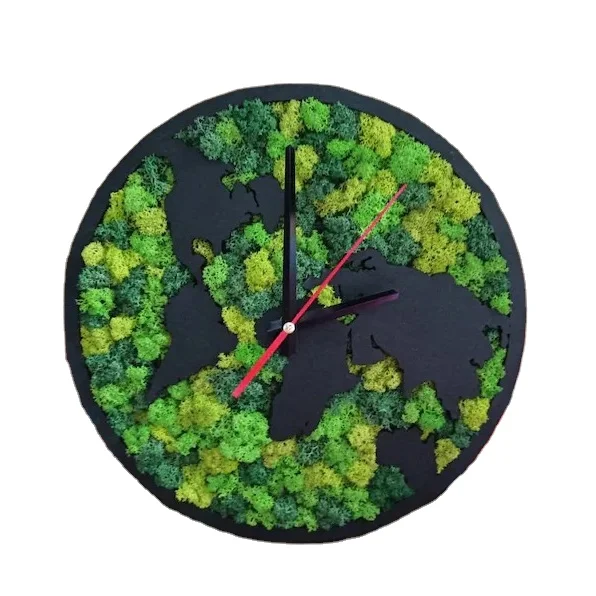 Custom Made Moss & Wood Wall Clock, Made to Order Moss Wall Clock, Father gift