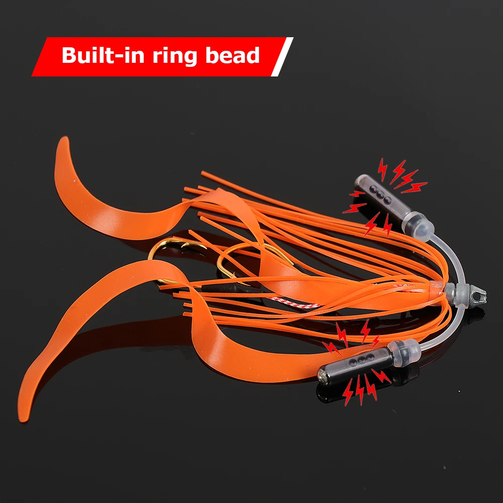 Tolure 4.8g Silicone Skirt Bait Jig  luminougs Replacement Twin Hook Spare Hooks Slider Rig Trailer Lure Assist Hook