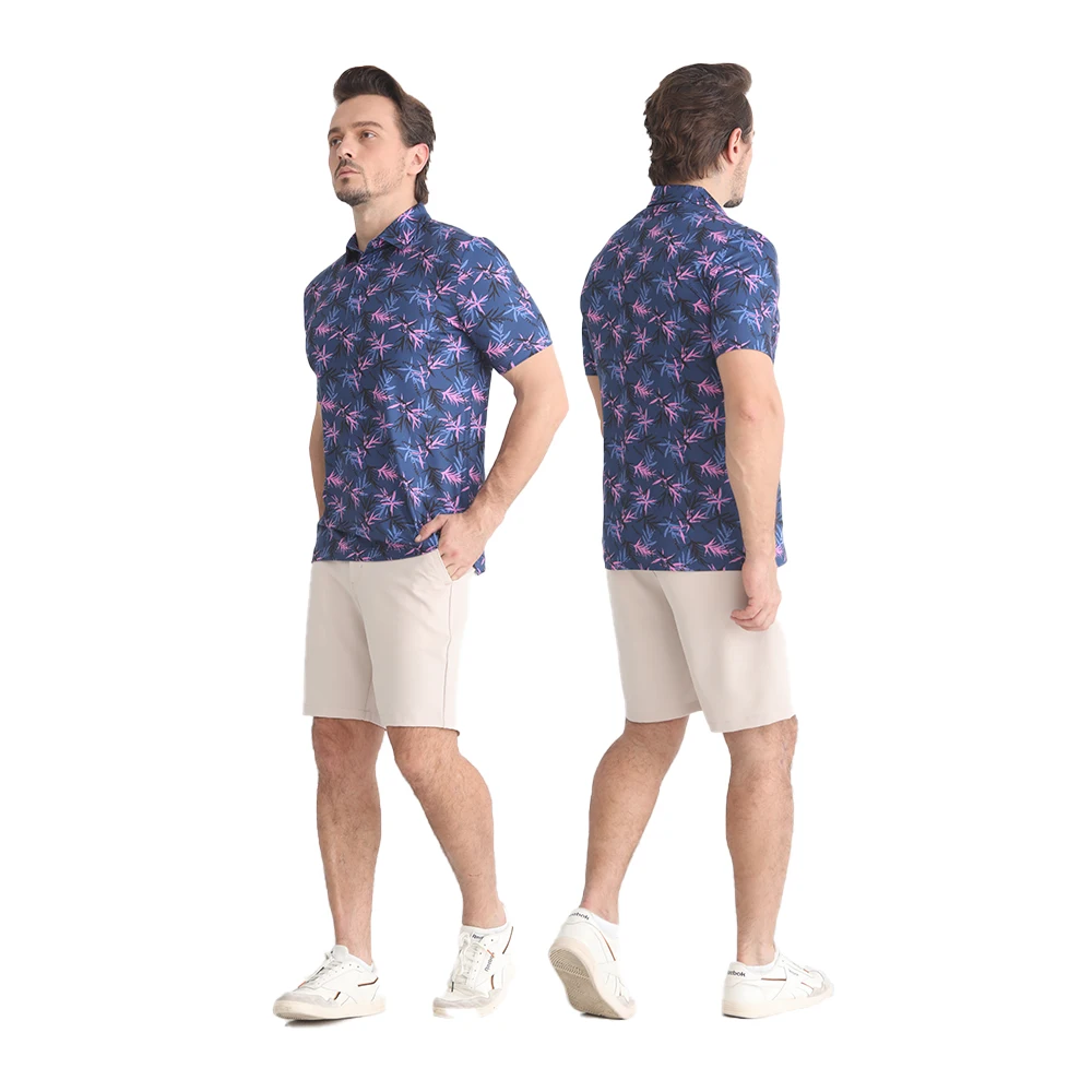 OEM Brand Logo High Quality Full over pattern sublimation printing Golf Polo t shirt without pocket