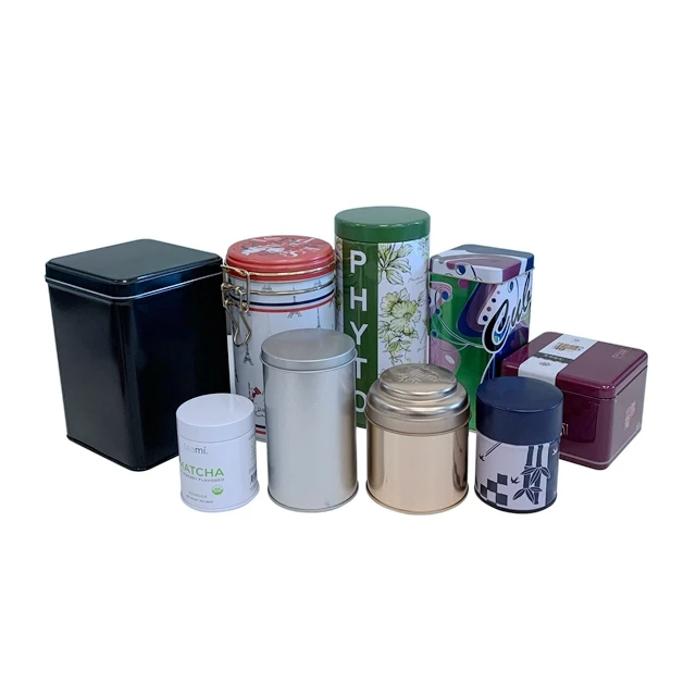 Good Quality Double Lid Tin Can Box Food Grade Luxury Round Tea with White Design Printing