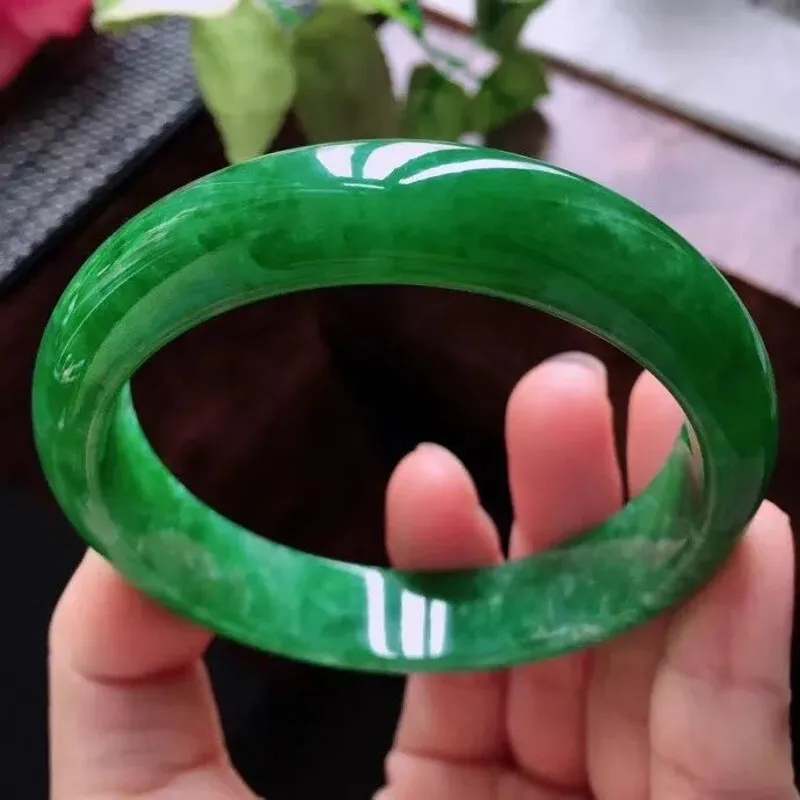 SC Jewelry Women Jewellery Full Green Feng Shui Jadeite Bracelet Natural Burmese Jade Bracelet For Gift