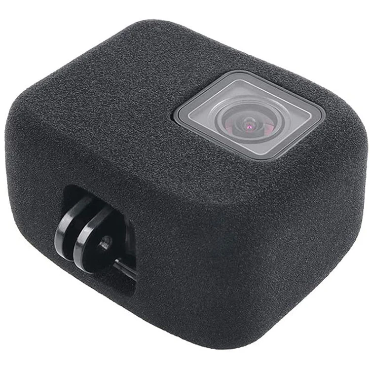 Windscreen Outdoor Video Recording Noise Reduction Foam Windshield Cover Housing Frame Case for GoPro Hero 5 6 7 camera Black