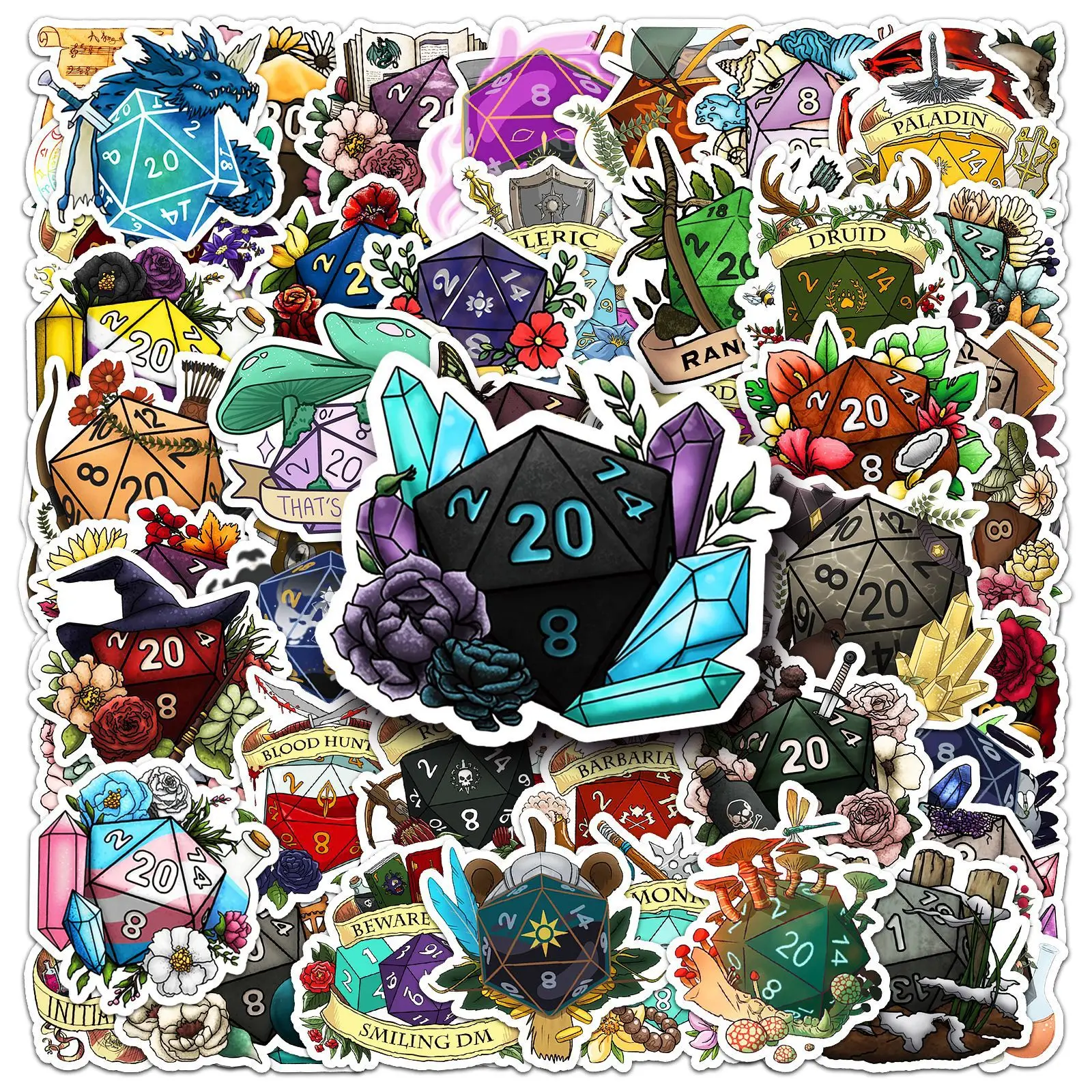 50PCS Trendy Dungeons and Dragons aesthetic cartoon dice sticker