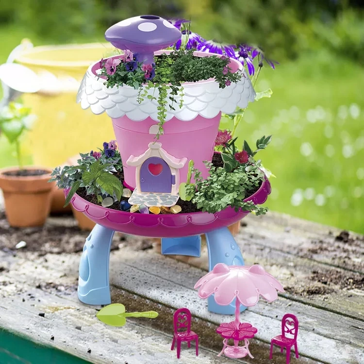 Hot Selling Intelligent Diy Garden Planting Flowers Grass Toy Sets For Boy And Girl With Light And Music For Kids Play