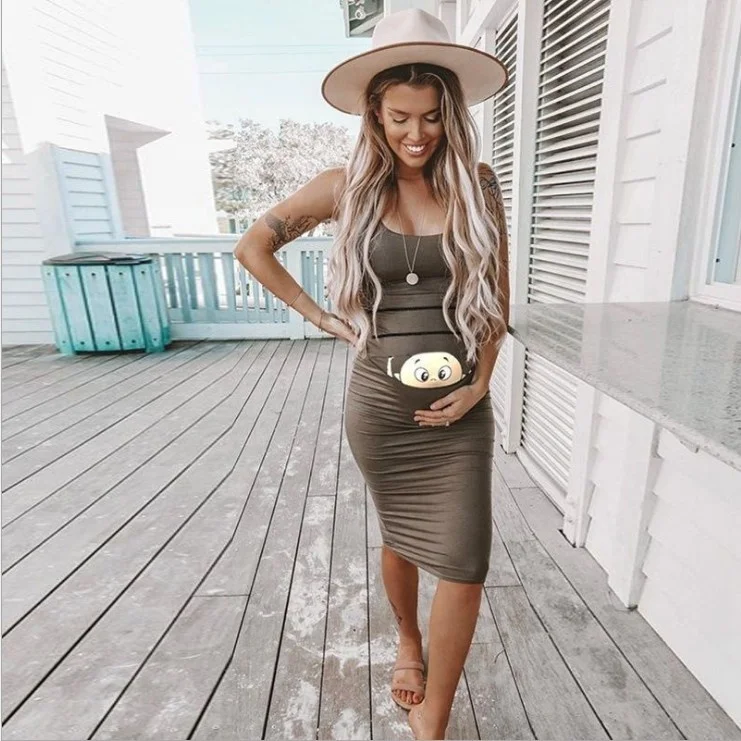 
2021 Cyalaa Wholesale Pregnant Summer New Arrival Vitality Cute Cartoon Print Maternity Sling Women Dress 