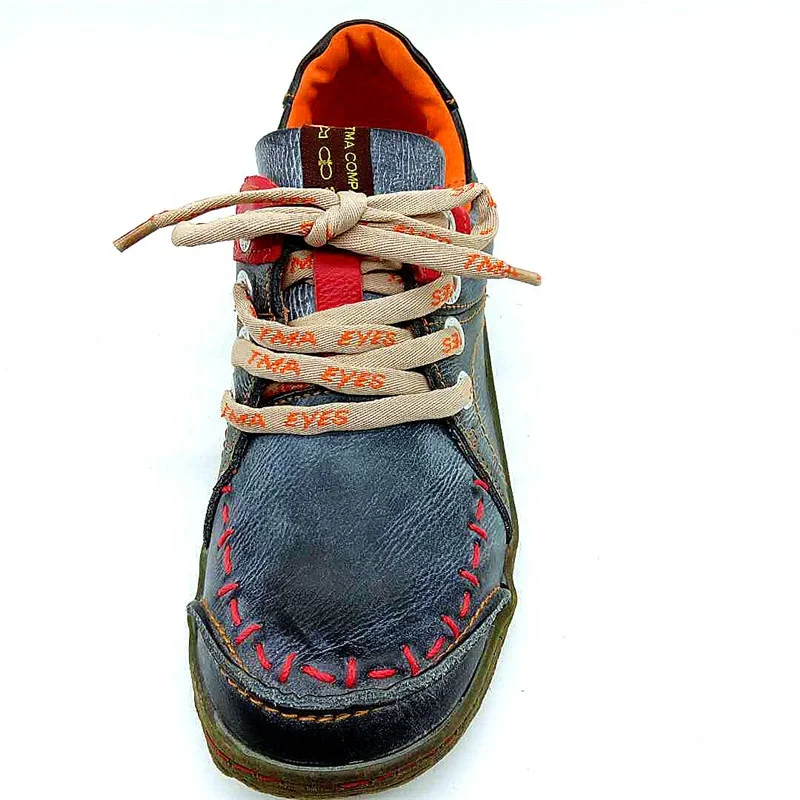 Туфли на плоской подошве, нескользящая подошва из термопластичной резины, без шнуровки, со шнуровкой; Женская обувь на шнуровке; Модная повседневная обувь из коровьей кожи; Женские камуфляжного цвета, натуральная кожа, низкий (1 см-3 см)