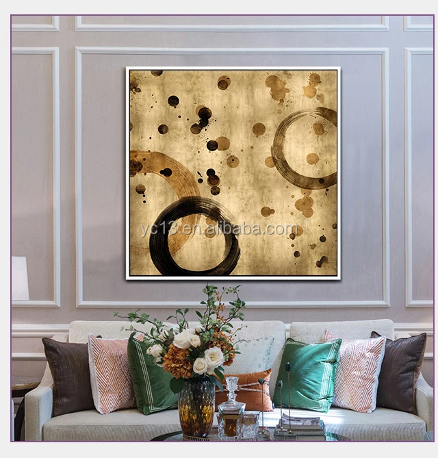 abstract art picture Lucky circle different designs with golden foil framed  canvas Oil Painting