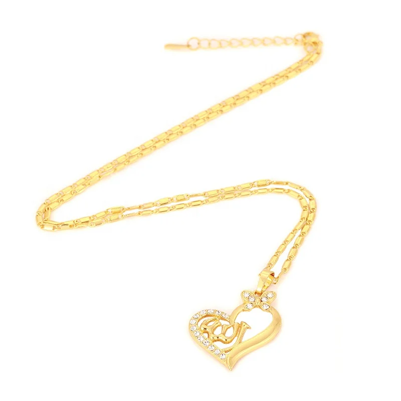 Heart-shaped Allah Pendant Women Muslim Necklace