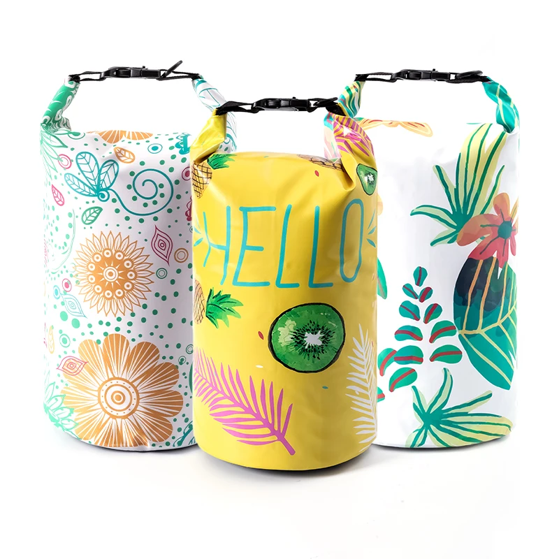 Low MOQ NEW Factory custom LOGO fashion design full digital printing 5L 10L 15L 20L 25L TPU PVC foldable dry waterproof bag