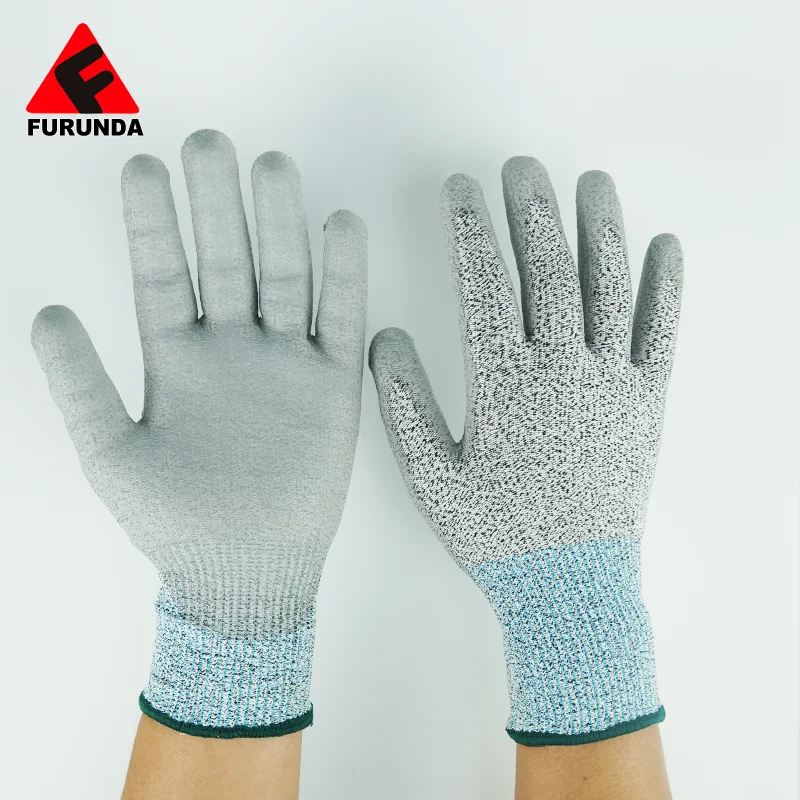 Cheap Durable Antistatic Anti Cut Work Gloves Pu Coated Safety Gloves Palm Coating Anti-Cut Gloves