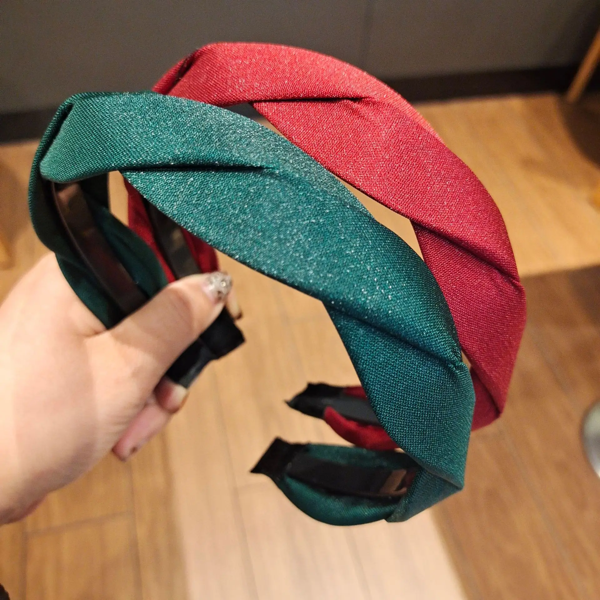 Simple braided wavy headband vintage silk braided headband for women braid headband