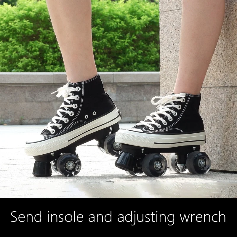 
Adult men and women canvas double row roller skates color light roller skates four wheels 