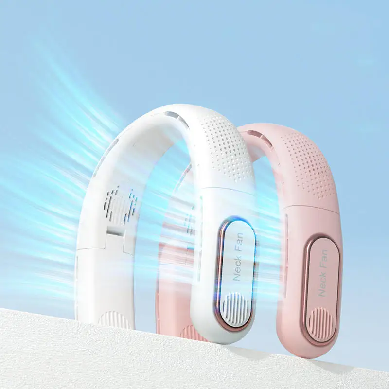 Fashion Hand-free portable Usb Sport mini personal summer Neckband air cooling colorful light bladeless Motor Hanging neck fan