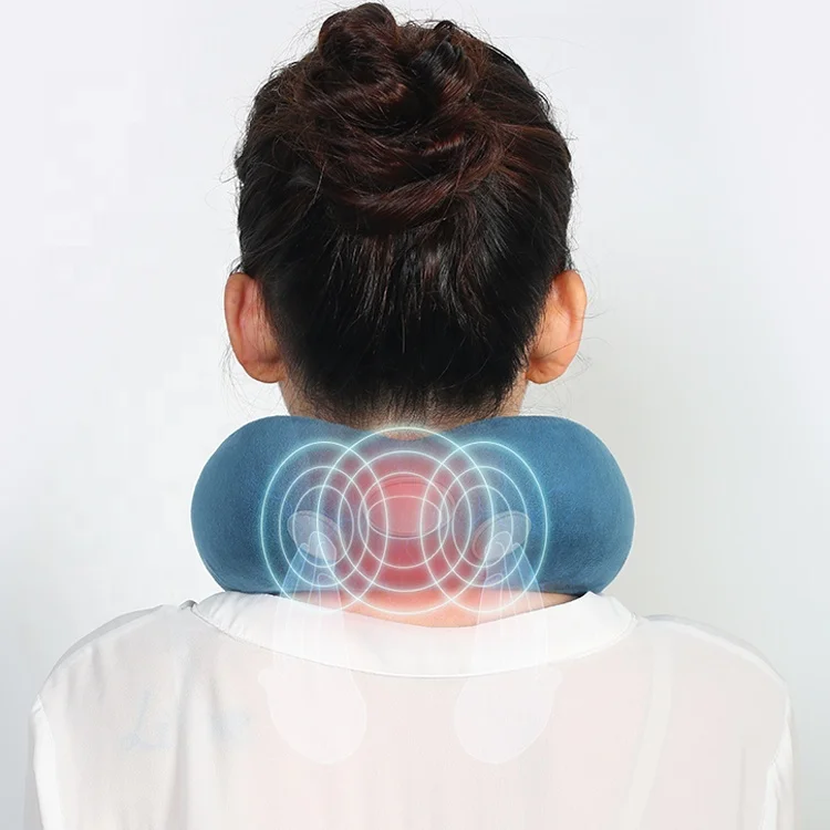 New Traveling Neck Pillow with Massage U Shape VELVET and MEMORY FOAM Neck Massage Pillow Tens Pulse Neck Massager