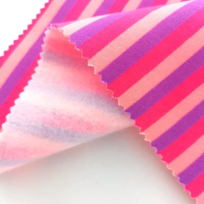 Fashion French Terry Print Colorful Stripe Pattern Fleece Fabric For Sweatershirts
