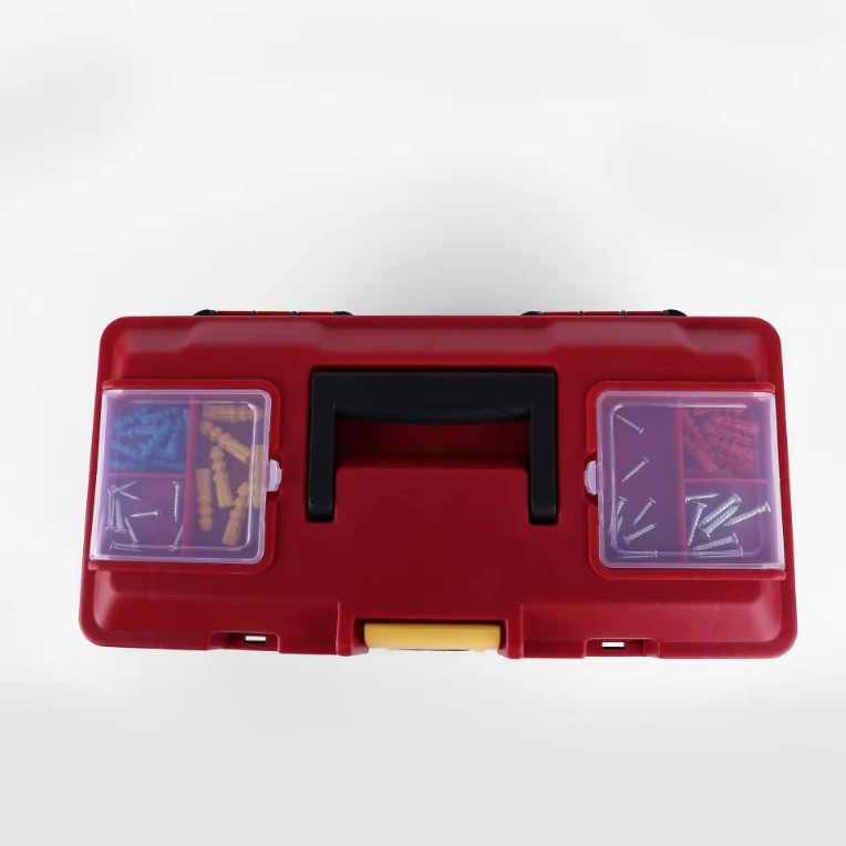 17 inch Iron Toolbox Household Car Storage Box Hardware Tool Box Power Tools Box Portable Plastic Steel Big Size