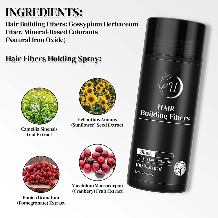 New organic hair thickening fiber natural keratin cover hair fiber powder private label building hair fibers