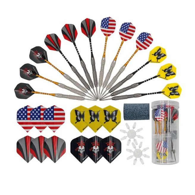 12 Pieces Dart Accessories Iron Tip Dart Flights in PVC Dart Case
