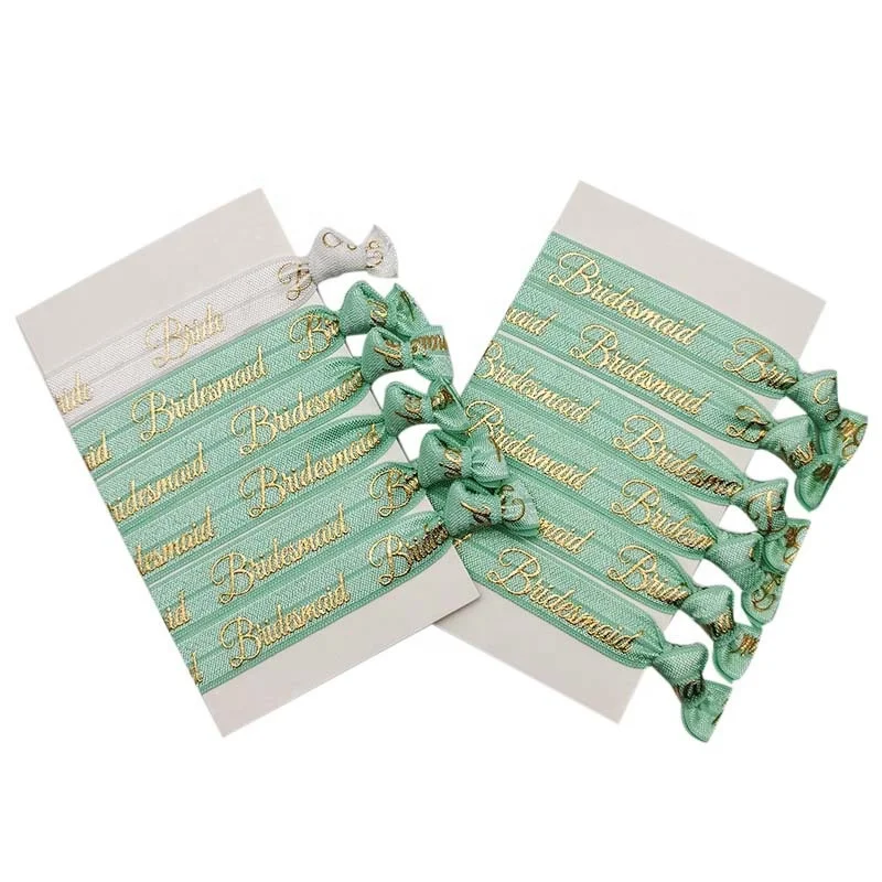 HAWIN 12 Pack Bride to Be Bride Tribe Bracelet Bridesmaid Hair Ties Bridal Shower Wristbands Bracelets