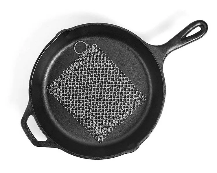 Stainless Steel Chainmail Ring Scrubber Cast Iron Skillet Pot Cleaner