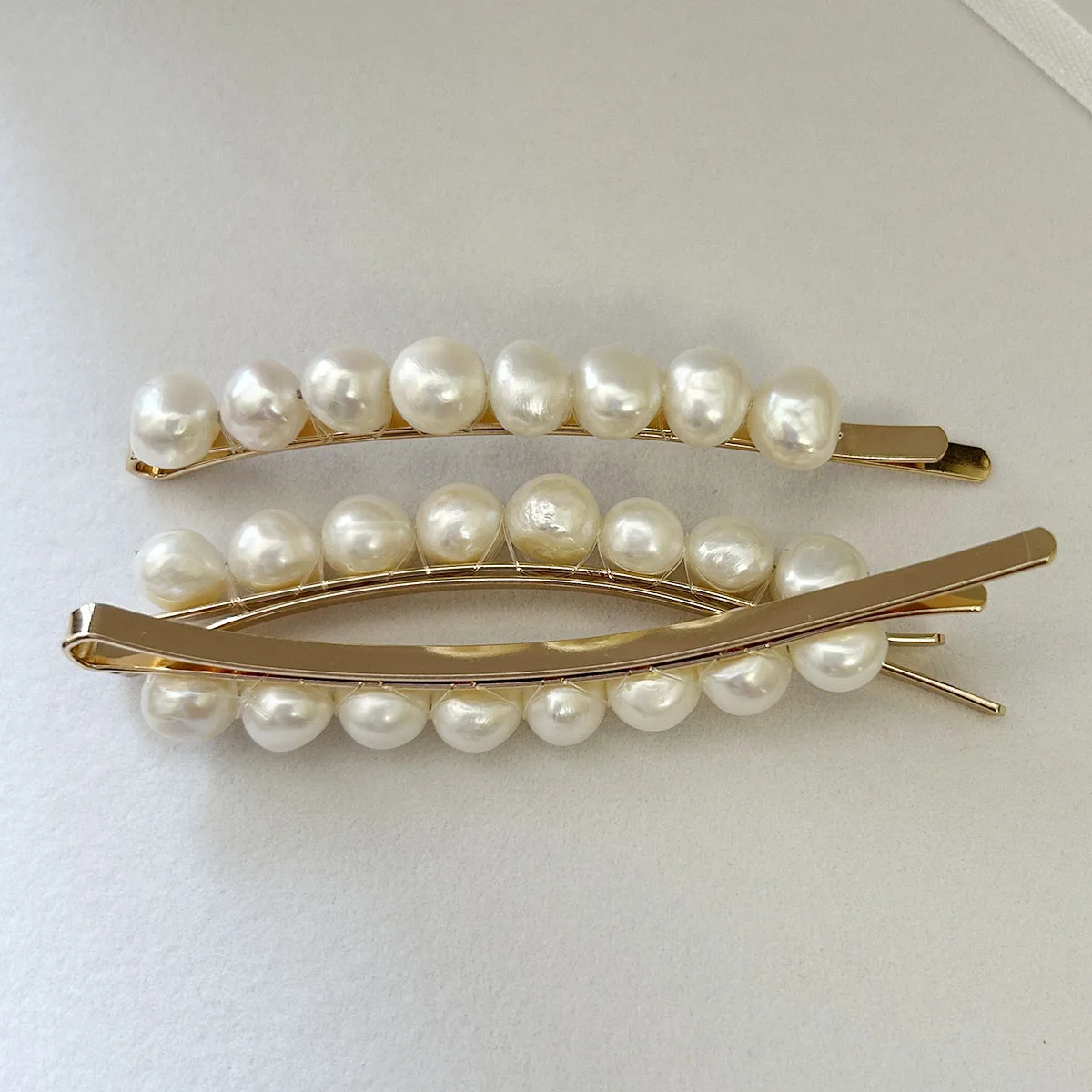 Wholesales Pearl Bobby Pin New Women Baroque Handmade Natural Freshwater Pearl Hair Clips 24k gold plated  and black gun color