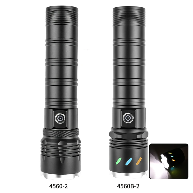 12h Life 4500 mAh Rechargeable Flashlight 1500lumen Hidden LED Side Light Torch Support Output Aluminum Alloy Camping Lights