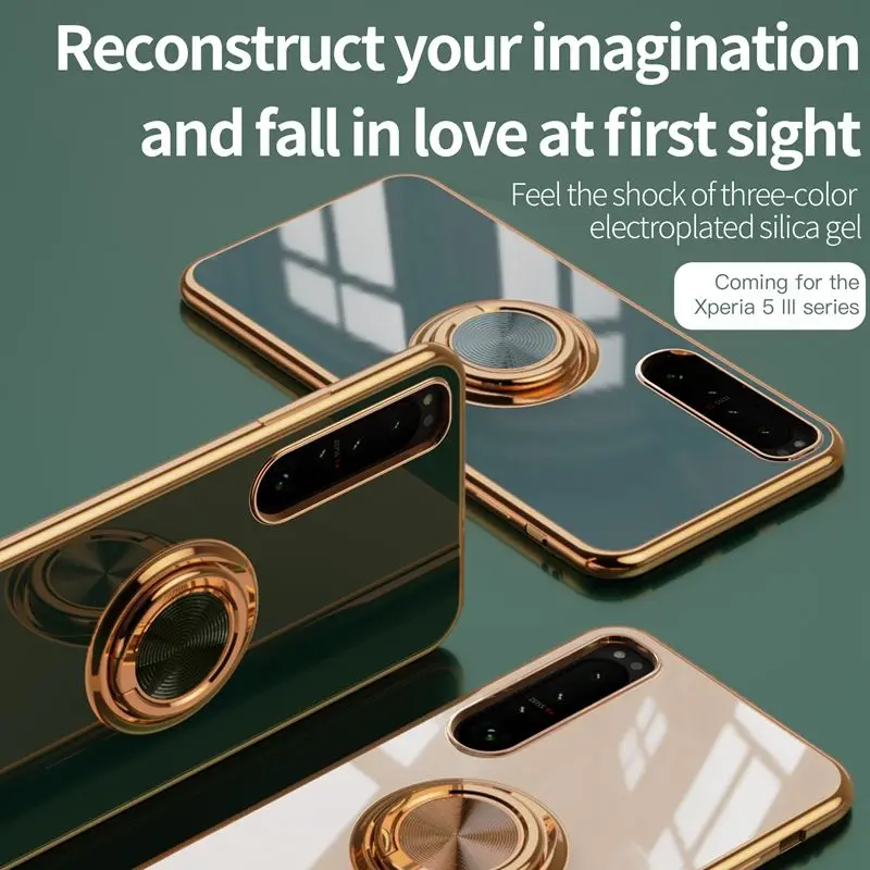 Soft Cover Electroplating TPU 360 Ring Kickstand Mobile Phone Case For Sony Xperia 5 III 5III 10 1 III 13 Pro 12 XR