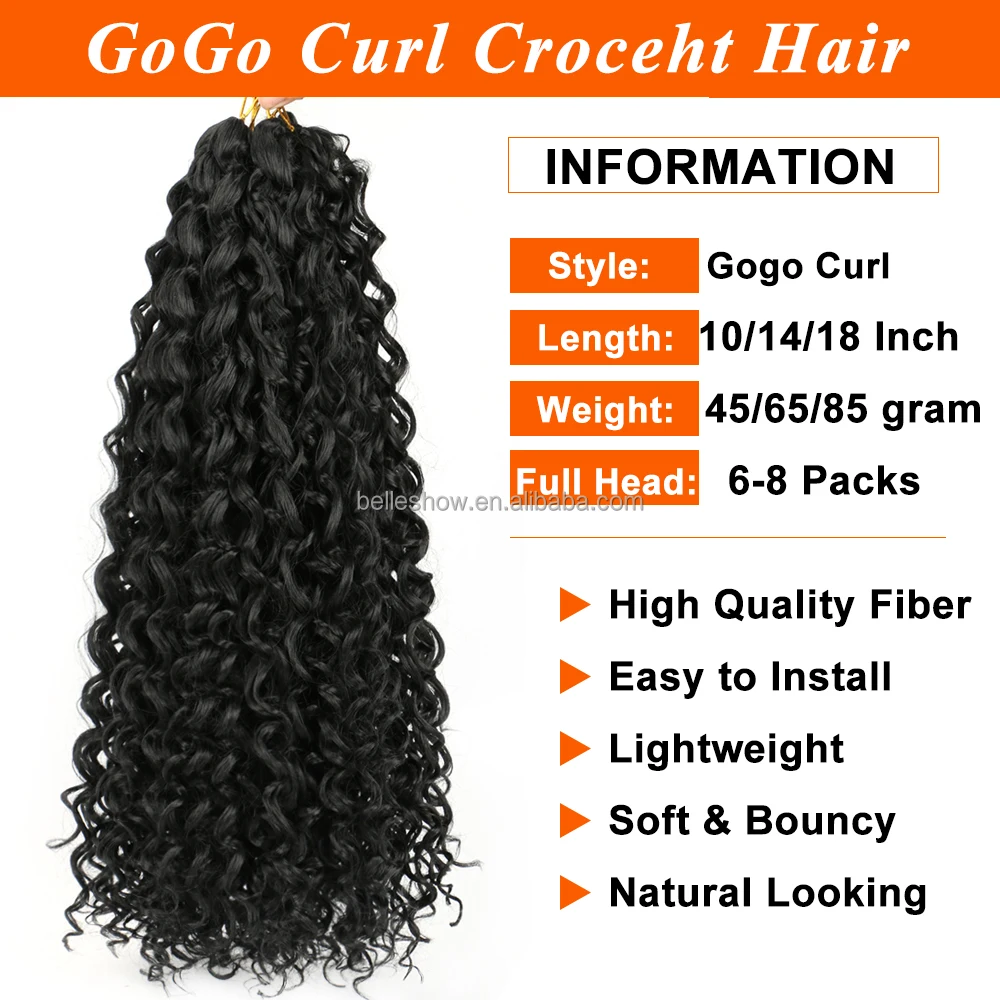 Gogo Curl 10inch 14inch 18inch wholesale curly crochet braid hair  ombre wavy curls go go  water wave with curly ends
