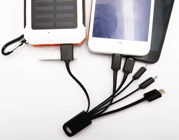 Micro Keychain Multiple 4 In 1 Charging Cable Portable Cell Phone Usb Charger With 3 Lights Cable
