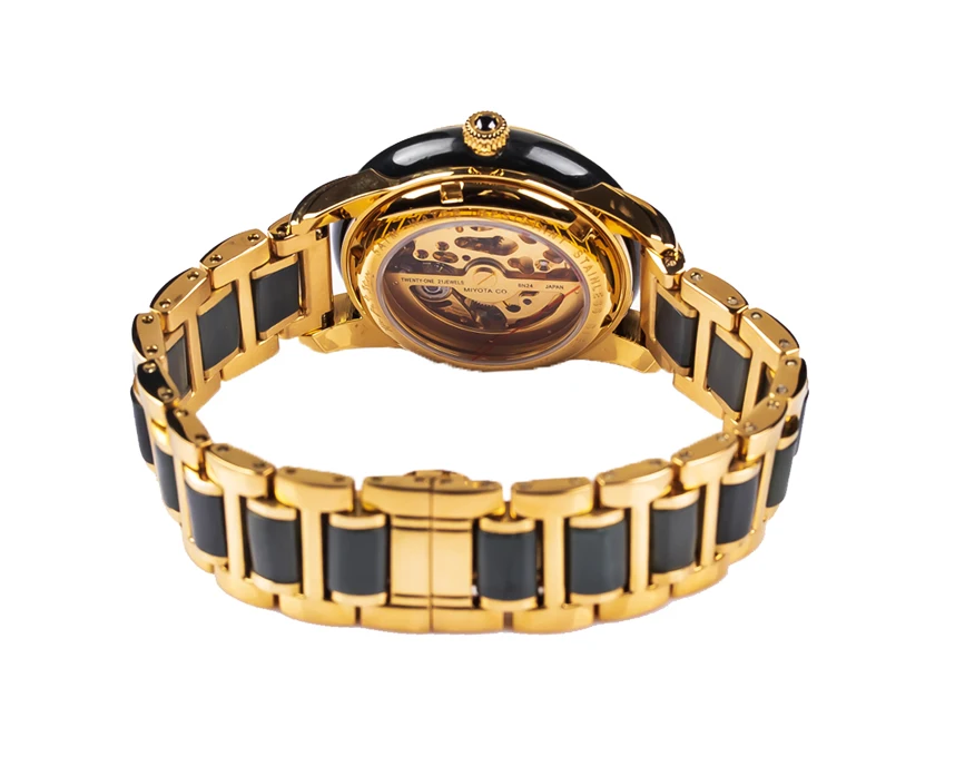 Collected Value Luxury Fashion Black Jade Watch Black Jade Stone Stainless Steel Mechanical Wrist Watches for Men