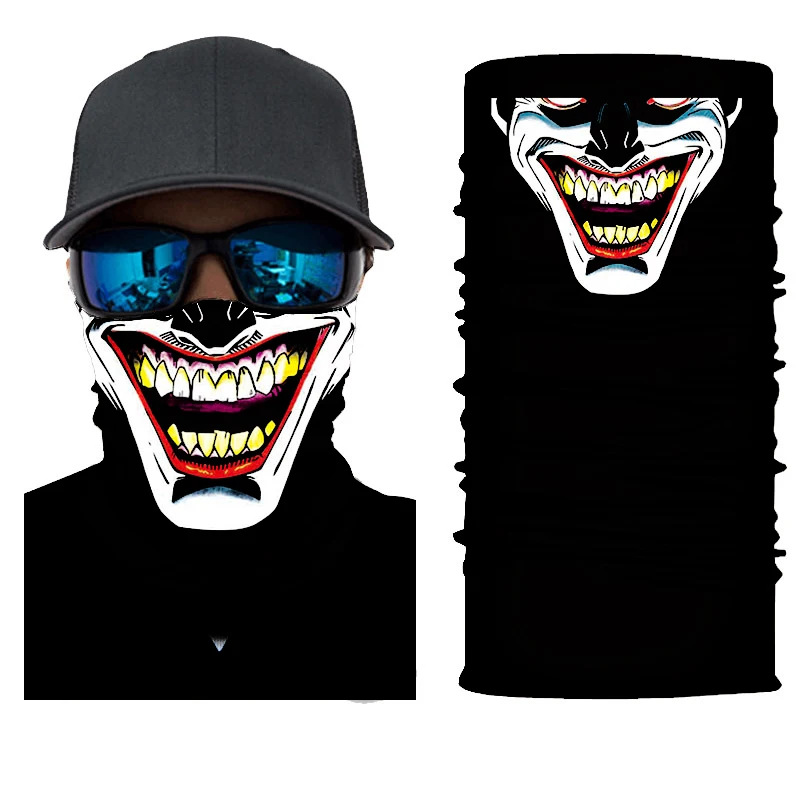 Stock Black Headwear Neck Gaiter Face Scarf Wrap Tubular Skull Face Bandana