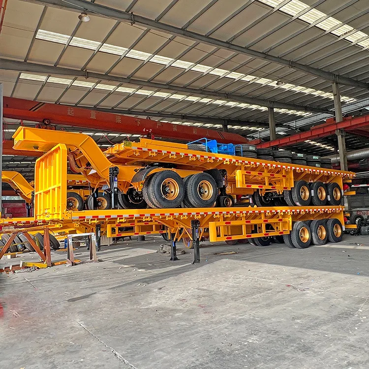 Mongolia Market Coal Loading Flatbed Semi Trailer Double Interlink 40ft Container Semi Trailer