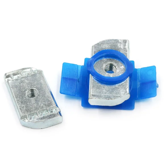 Hot Dip Galvanized Channel Nut with  Blue Plastic Holder Wing Strut nut Spring nut for Photovoltaic Solar Strut C Channel Parts